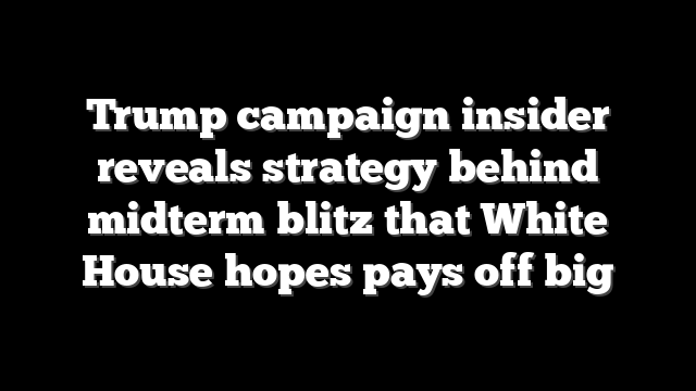 Trump campaign insider reveals strategy behind midterm blitz that White House hopes pays off big
